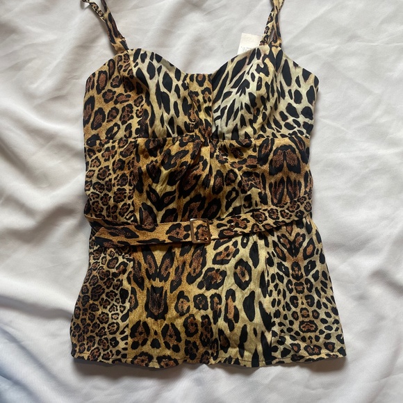 Robe Cocktail épaule Dénudée Guess By Marciano - Imprimé Léopard - Taille S - Neuf Avec étiquettes